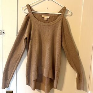 Michael Kors cold Shoulder Tan camel sparkly Sweater medium